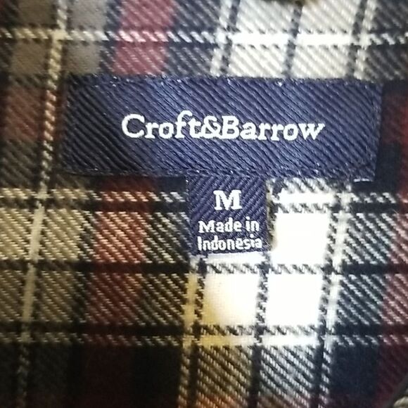 Croft & Barrow Plaid Cotton Long Sleeve Shirt‎ Size M - Picture 2 of 8